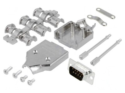 Conector D-Sub 9 pini tată pentru lipire pe cablu - Set complet foto