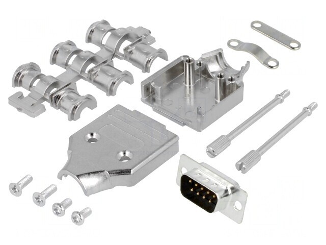 Conector D-Sub 9 pini tată pentru lipire pe cablu - Set complet