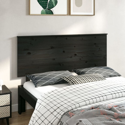Tăblie de pat, negru, 144x6x82,5 cm, lemn masiv de pin foto