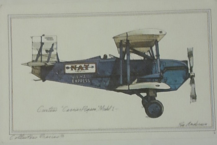 CARTE POSTALA AVION CURTISS CARRIER PIGEON MODEL 1. ROY ANDERSON. SERIA COLECTOR