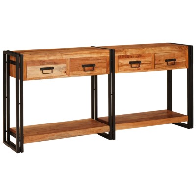 vidaXL Mese consolă 2 pcs Maro 160 x 33 x 75 cm Lemn de Acacia masiv foto