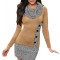 F650-14 Rochie stil pulover cu guler larg, accesorizata cu nasturi