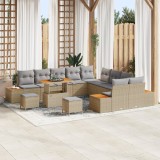 Set 13 piese grădină cu perne Bej Ratan Poli Acacia, Canapea 2 locuri grădină cu spațiu depozitare și perne Bej Ratan Poli, Set dining grădină 3 piese, vidaXL