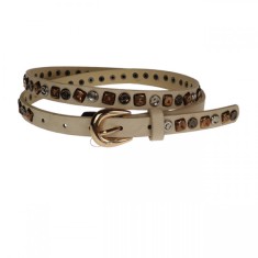 Curea dama, casual-eleganta, din piele ecologica, latime 2 cm, crem - CRD011CR