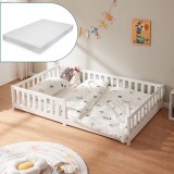 Pat copii Tanna 120x200 cm cu saltea inclusa, alb, din lemn