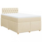 Cumpara ieftin Pat box spring cu saltea, crem, 120x200 cm, textil