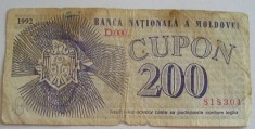 B11 21 - Bancnota foarte veche - Moldova - 200 cupon - 1992