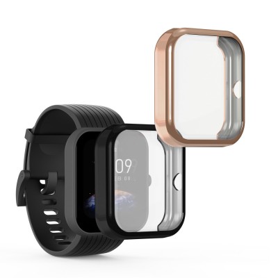 Set 2 Huse Kwmobile pentru Amazfit Bip 3/Bip 3 Pro, Negru/Roz, Silicon, KWM0000194M004C foto
