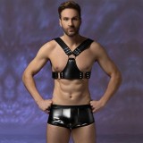 Set Lenjerie Barbati 2 Piese Dominant Edge, Boxeri si Harness, Negru, S/M