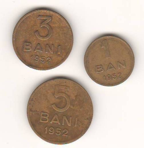 SV * Romania RPR Lot 1 - 3 - 5 BANI 1952