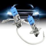 Set 2 becuri halogen H3 HOD HI-POWER, putere 55W, lumina alba 5000K, 12V, imitatie xenon, cu mufe ceramice