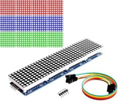 Modul matrice 8x8 LED-uri driver MAX7219 4in1 (VERDE) Arduino + 5 fire (v.26) foto