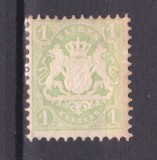 ✅ (S35) Germania veche - Bavaria/Bayern 1875 " Stema embosata " 1Kr , Mi. 32 filigran linii ondulate , MLH