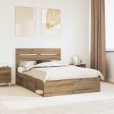 Cumpara ieftin Cadru de pat Stejar artizanal 140 x 190 cm Lemn de pin masiv