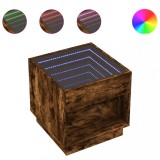 Cumpara ieftin Noptiera cu LED infinity, stejar fumuriu, 50x50x50 cm