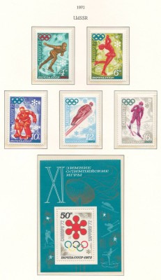 URSS CCCP 1972 Mi 3979/83 + bl 74 MNH - Jocurile Olimpice de iarna, Sapporo foto