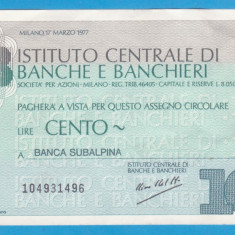 (4) CEC BANCAR ITALIAN - INSTITUTO CENTRALE DI BANCHE E BANCHIERI- 100 LIRE 1977