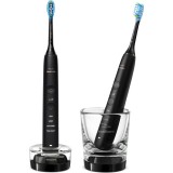 Set 2 periute de dinti electrice sonice Philips Sonicare DiamondClean 9000 HX9914/54, 62000 miscari/minut, 4 moduri de curatare, 3 nivele intensitate,