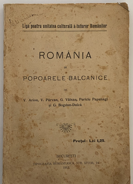 Romania si popoarele balcanice de Arion Parvan Valsan Papahagi Bogdan Duica