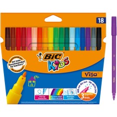 Set Marker BIC Visa, lavabile, Multicolor, 18 buc