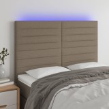Cumpara ieftin Tăblie de pat cu LED, gri taupe, 144x5x118/128 cm, textil