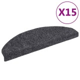 Cumpara ieftin Covorase pentru scari autoadezive, 15 buc., 65x21x4 cm, gri inchis, semirotunde, mari