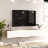 Comoda TV Lapinlahti 29,5x180x31,5cm stejar rustic alb cu 2 usi [en.casa] HausGarden Leisure, [en.casa]