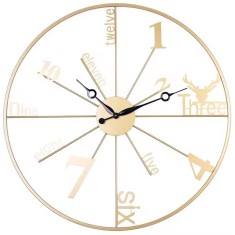 Ceas mare de perete, din metal, auriu - B60, 60 cm