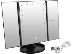 Oglinda pentru Machiaj LED cu Buton Tactil, 22 lumini, marire imagine 2x si 3x, Cu Picior foto