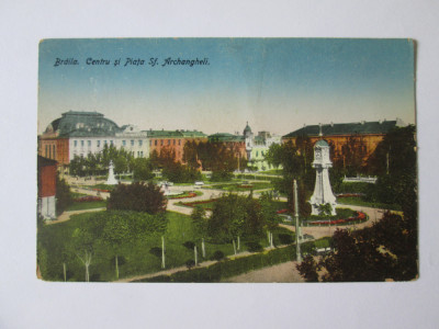 Carte poștală Brăila:Centru și piața Sf.Archangheli,necirculată anii 20 foto