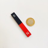 Magnet AlNiCo bara dreptunghiulara 70x12x6 mm, rosu-albastru