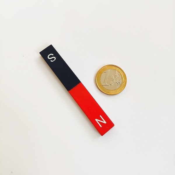 Magnet AlNiCo bara dreptunghiulara 70x12x6 mm, rosu-albastru