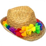 Set Accesorii Deghizare: Pălărie Paie Hawaiiană Multicoloră, Mărimea 54, Bărbați/Femei - Carnaval, Petreceri Tematice