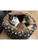 Culcus moale cu perna pentru Caine Pisica culoare crem-maron 50 cm, AVEX