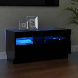 Gossi comoda tv cu lumini led, negru, 80x35x40 cm