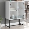 Gossi dulap lateral cu usi din sticla, alb, 69x37x100 cm