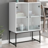 Dulap lateral cu uși din sticlă, alb, 69x37x100 cm