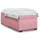 VidaXL Pat box spring cu saltea, roz, 90x190 cm, catifea 3285256