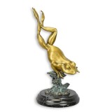 Broasca sarind-statueta din bronz cu un soclu din marmura BF-26