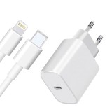 Incarcator pentru orice model de Phone si Pad, cablu Lightning - usb c si adaptor 20W, PriStyle