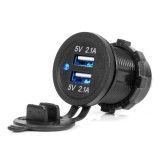 Incarcator auto impermeabil cu 2xUSB 4.2A 12/24V, indicator LED albastru, pentru masini, camioane si barci, AMiO 04217, incarcare simultana pentru