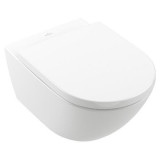 Cumpara ieftin Set vas WC suspendat, Villeroy &amp; Boch, Subway 3.0, cu Twist Flush si capac cu soft close si quick release, alb