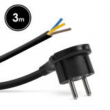 Ștecher cu clemă de plastic &ndash; cablu de 3 metri &ndash; 3 x 1,5 mm2 &ndash; negru