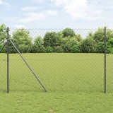 vidaXL Gard de s&acirc;rmă zincată cu 13 st&acirc;lpi 1.6x25 m, Oțel zincat, Gri