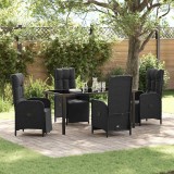 VidaXL Set de masă pentru grădină cu pernă 5 pcs Negru Rattan poli 3380123