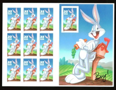 USA-1997-IEPURASUL Bugs bunny-Colita cu 10 timbre nestampilate foto