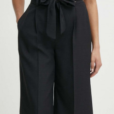 Artigli pantaloni femei, culoarea negru, lat, high waist, AP38223