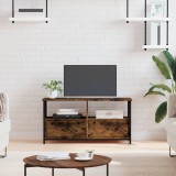 vidaXL Comodă TV, stejar afumat, 90x33x45 cm, lemn prelucrat &amp; fier