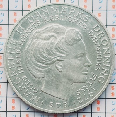 Danemarca 10 Kroner 1972 argint - Throne Accession - km 858 - A030 foto