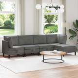 vidaXL Set de mobilier pentru living cu pernă 5 pcs Gri &icirc;nchis Catifea 3413736